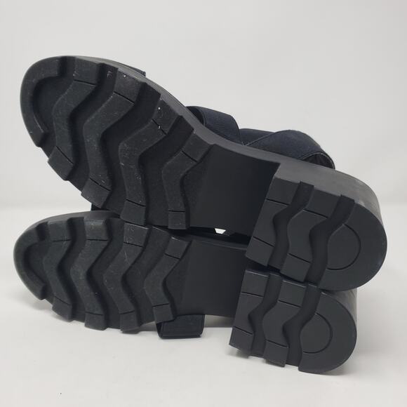 Steve Madden Black Chunky Platform Elastic Sandals 8.5 Monochriome Soft Grunge - Picture 6 of 7